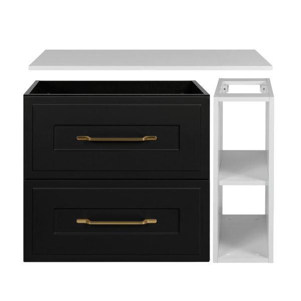 Szafka Pod Umywalkę Czarna Wisząca z Białym Blatem 80 cm Elegancka z Ramką CLASSIC