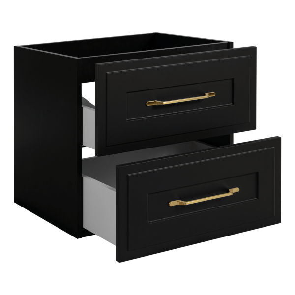 Szafka Pod Umywalkę Czarna Wisząca z Białym Blatem 80 cm Elegancka z Ramką CLASSIC