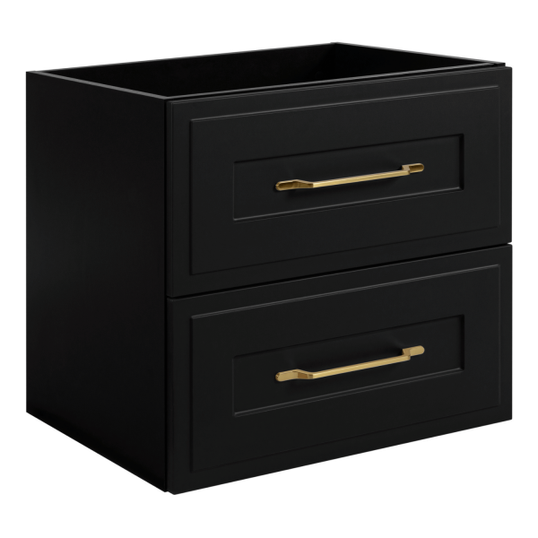 Szafka Pod Umywalkę Czarna Wisząca z Białym Blatem 80 cm Elegancka z Ramką CLASSIC