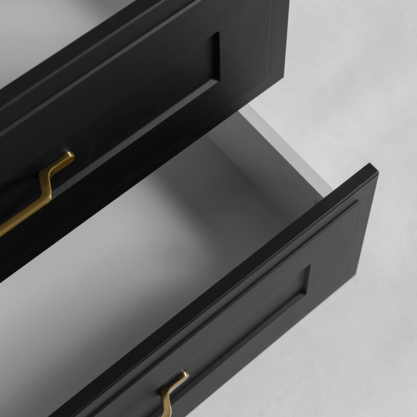 Szafka Pod Umywalkę Czarna Wisząca z Białym Blatem 80 cm Elegancka z Ramką CLASSIC