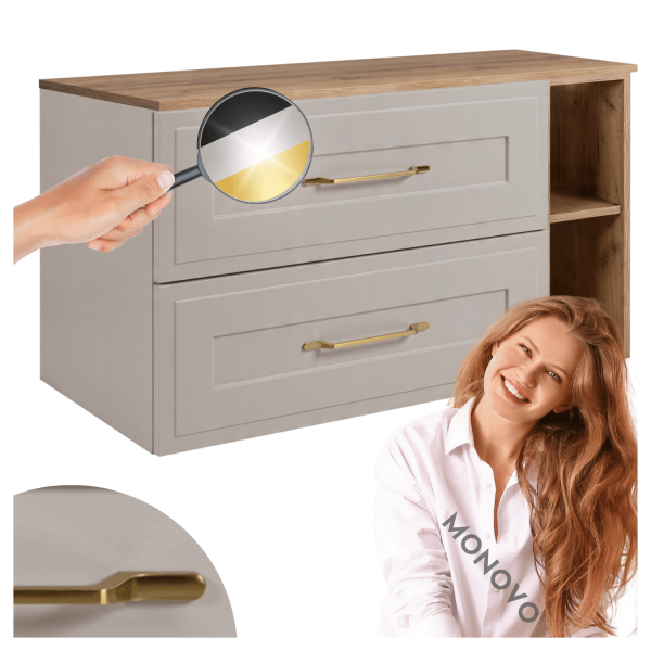 Szafka Kaszmirowa 80 cm Łazienkowa pod Umywalkę Wisząca Blatem Złoty Dąb Craft Retro CLASSIC