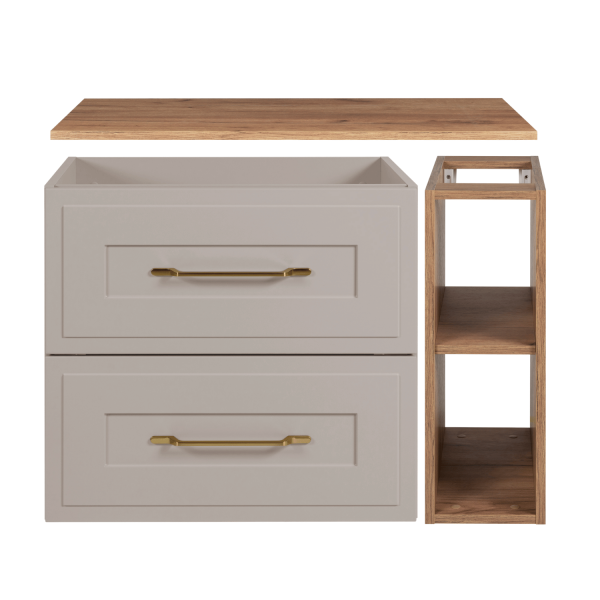 Szafka Kaszmirowa 80 cm Łazienkowa pod Umywalkę Wisząca Blatem Złoty Dąb Craft Retro CLASSIC