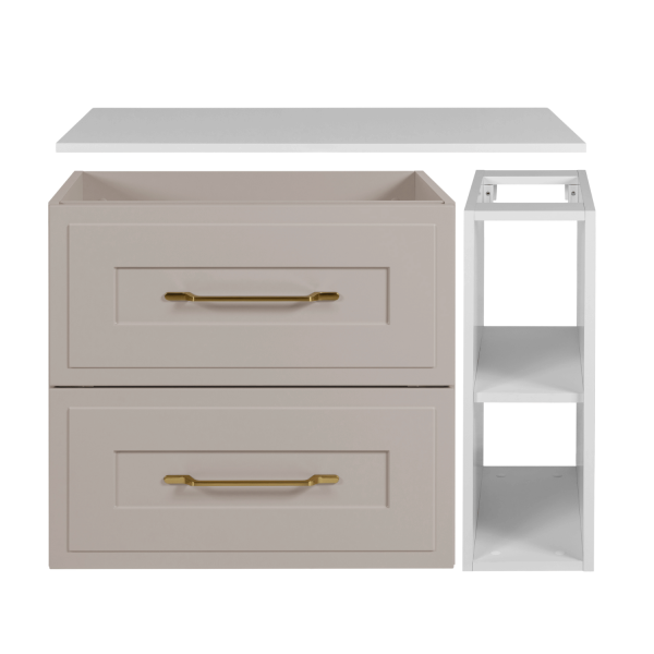 Szafka Kaszmirowa 80 cm pod Umywalkę do Łazienki Wisząca z Białym Blatem Nowoczesna CLASSIC