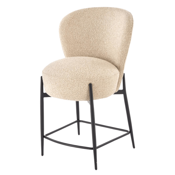 Elegancki Stylowy Hoker Tapicerowany Beżowy Krzesło Barowe Beżowe Loft H126 Halmar