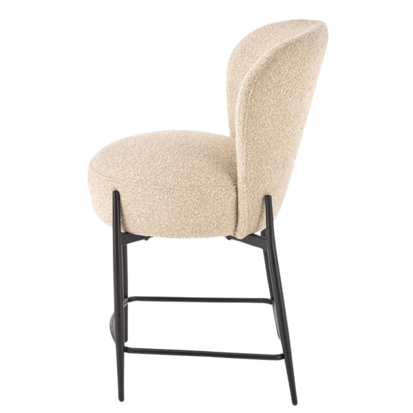 Elegancki Stylowy Hoker Tapicerowany Beżowy Krzesło Barowe Beżowe Loft H126 Halmar