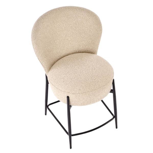 Elegancki Stylowy Hoker Tapicerowany Beżowy Krzesło Barowe Beżowe Loft H126 Halmar