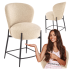 Elegancki Stylowy Hoker Tapicerowany Beżowy Krzesło Barowe Beżowe Loft H126 Halmar