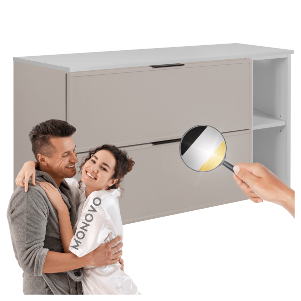 Szafka Retro Kaszmirowa 100 cm Łazienkowa z Regałem Pod Umywalkę z Blatem Białym Nowoczesna SLIM