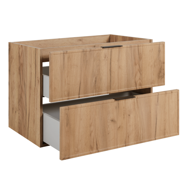 Szafka 100 cm do Łazienki Złota Dębowa z Regałem z Blatem Białym Wisząca Retro Elegancka SLIM
