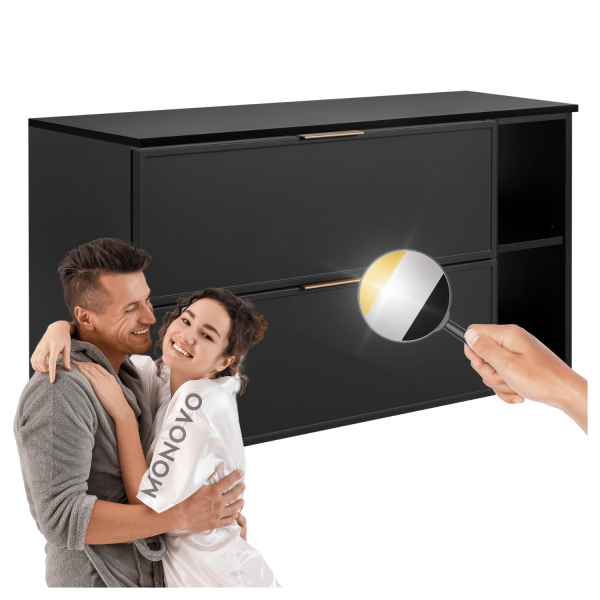 Szafka 100 cm do Łazienki Ciemny Szary z Blatem z Regałem Czarny Wisząca Retro SLIM