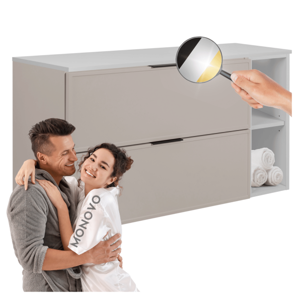 Szafka Wisząca Kaszmirowa z Regałem pod Umywalkę Biały 80 cm z Blatem do Łazienki Retro SLIM