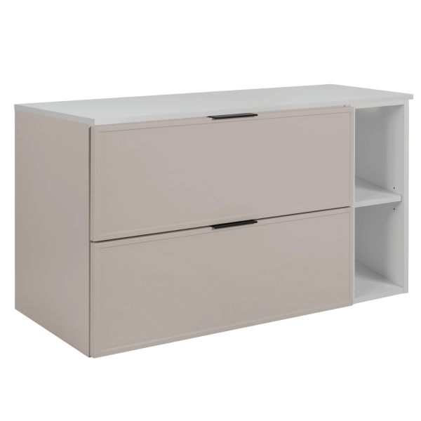 Szafka Wisząca Kaszmirowa z Regałem pod Umywalkę Biały 80 cm z Blatem do Łazienki Retro SLIM