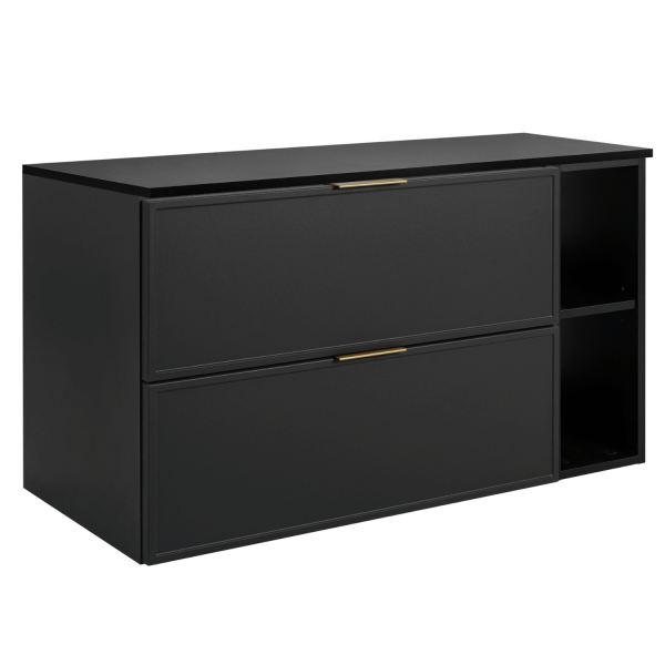 Szafka do Łazienki 80 cm Ciemny Szary pod Umywalkę z Regałem Czarnym z Blatem Nowoczesna Retro SLIM