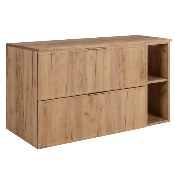 Szafka do Łazienki 80 cm Złota Dębowa pod Umywalkę z Regałem z Blatem Retro SLIM