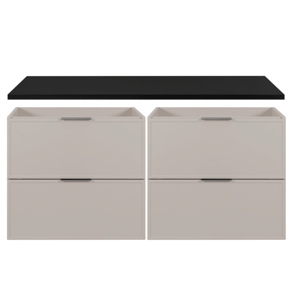 Szafka Łazienkowa 120 cm Kaszmir Wisząca z Czarnym Blatem Nowoczesna Podwójna Retro SLIM