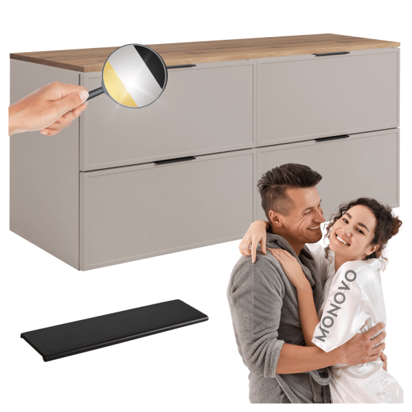 Szafka Łazienkowa 120 cm Wisząca Kaszmirowa z Blatem Dębowym Podwójna Retro SLIM