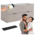 Szafka 120 cm Kaszmirowa Wisząca do Łazienki z Blatem Białym Nowoczesna Podwójna Retro SLIM