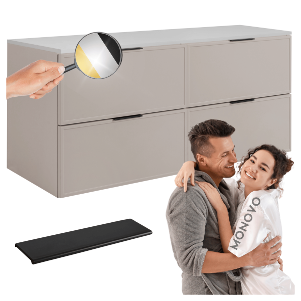 Szafka 120 cm Kaszmirowa Wisząca do Łazienki z Blatem Białym Nowoczesna Podwójna Retro SLIM