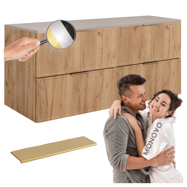 Szafka Złoty Dąb Craft Wisząca 120 cm do Łazienki z Blatem Nowoczesna Kaszmirowa Podwójna Retro SLIM