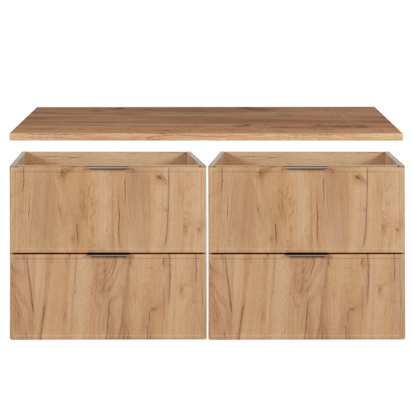 Szafka Złoty Dąb Craft Łazienkowa Wisząca 120 cm z Blatem Nowoczesna Podwójna Retro SLIM