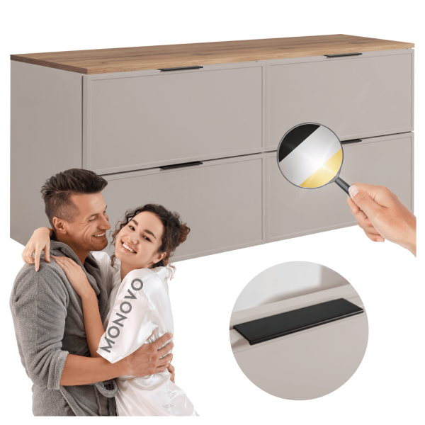 Szafka do Łazienki 160 cm Kaszmirowa pod Umywalkę z Blatem Dębowym Retro SLIM