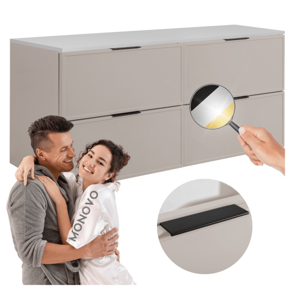 Szafka Kaszmirowa do Łazienki 160 cm Podwójna pod Umywalkę z Białym Blatem Elegancka Retro SLIM