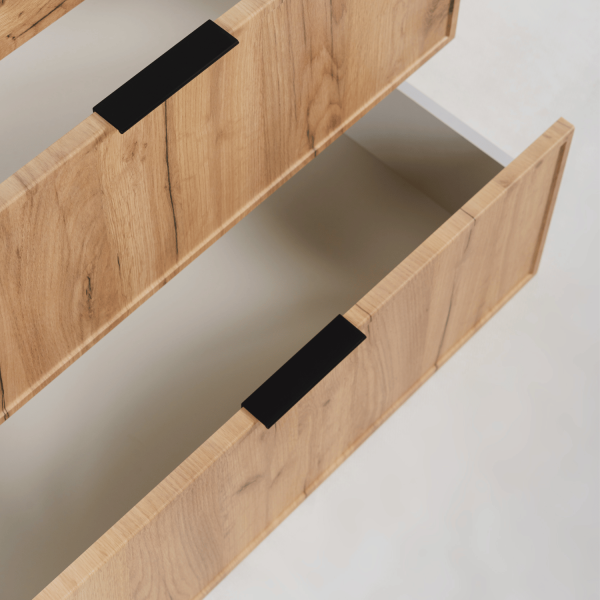 Szafka Wisząca 160 cm pod Umywalkę Łazienkowa Złoty Dąb Craft Podwójna z Blatem Nowoczesna Retro SLIM