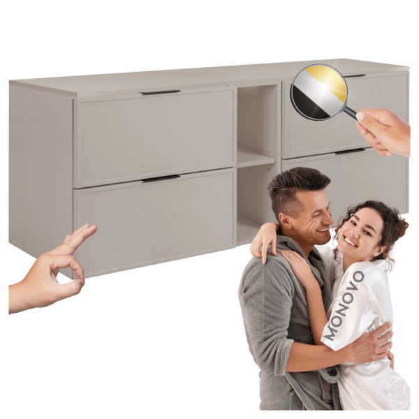 Szafka z Regałem do Łazienki 140 cm Wisząca Kaszmir Pod Umywalkę z Blatem Retro Elegancka SLIM