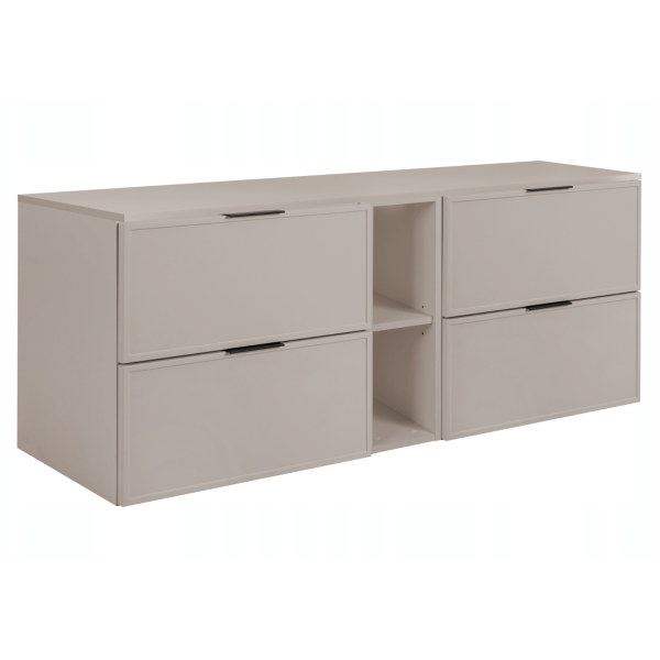 Szafka z Regałem do Łazienki 140 cm Wisząca Kaszmir Pod Umywalkę z Blatem Retro Elegancka SLIM