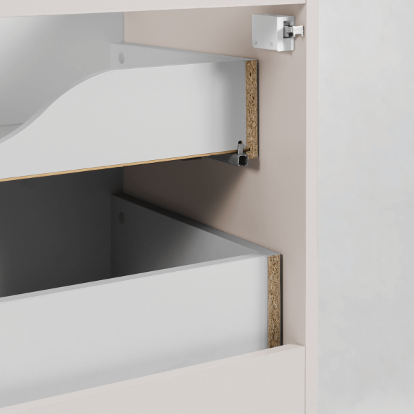 Szafka Wisząca do Łazienki 140 cm Kaszmirowa z Regałem Pod Umywalkę z Blatem Biały Retro SLIM