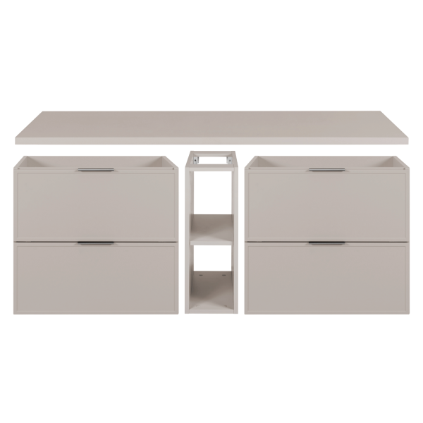 Szafka z Regałem do Łazienki 140 cm Wisząca Kaszmir Pod Umywalkę z Blatem Retro Elegancka SLIM