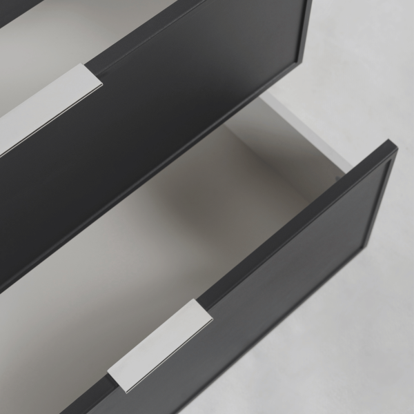 Szafka Wisząca Ciemny Szary Łazienkowa z Regałem 140 cm Pod Umywalkę z Blatem Dębowym Nowoczesna SLIM