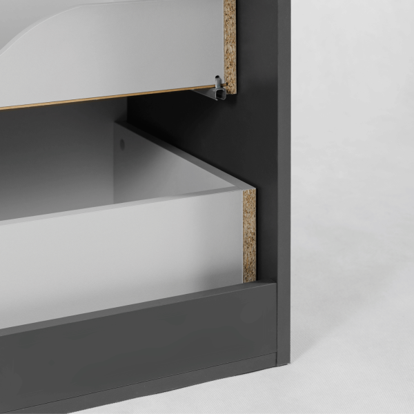 Szafka Wisząca Ciemny Szary Łazienkowa z Regałem 140 cm Pod Umywalkę z Blatem Dębowym Nowoczesna SLIM