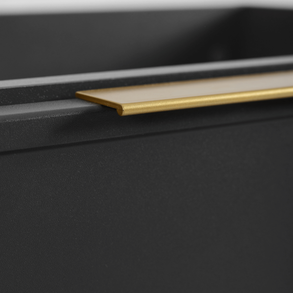 Szafka Wisząca Ciemny Szary Łazienkowa z Regałem 140 cm Pod Umywalkę z Blatem Dębowym Nowoczesna SLIM