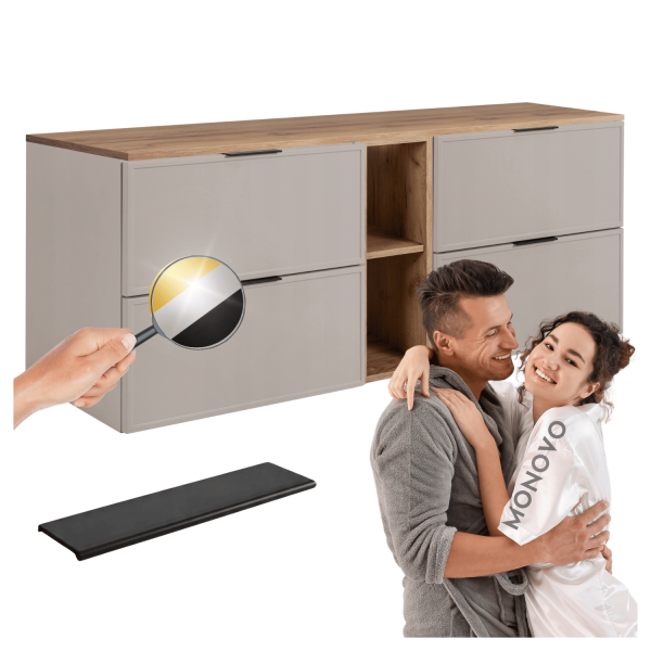 Szafka do Łazienki z Regałem Złoty Dąb 180 cm Kaszmirowa Wisząca Pod Umywalkę z Blatem Retro SLIM