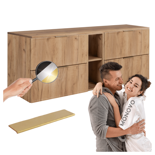 Szafka pod Umywalkę Wisząca z Regałem Złoty Dąb Craft 180 cm Łazienkowa z Blatem Retro SLIM