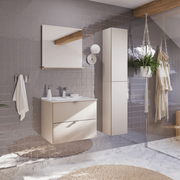 Blat Łazienkowy Nowoczesny Kaszmir Matowy z Płyty Laminowanej 80x46 cm DALIA CASHMERE COMAD