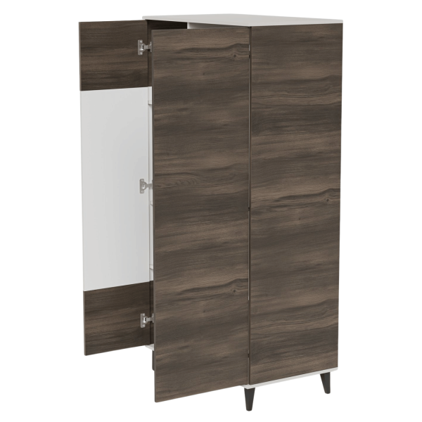 Wysoka Nowoczesna Szafa do Salonu Ryflowana 182x90 cm Kaszmirowa Orzechowa Czarne Nogi RANDOM 2 S-1 Halmar
