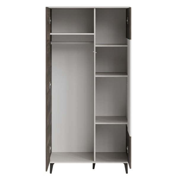 Wysoka Nowoczesna Szafa do Salonu Ryflowana 182x90 cm Kaszmirowa Orzechowa Czarne Nogi RANDOM 2 S-1 Halmar