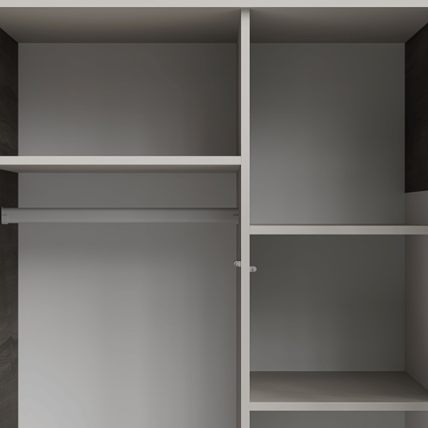 Wysoka Nowoczesna Szafa do Salonu Ryflowana 182x90 cm Kaszmirowa Orzechowa Czarne Nogi RANDOM 2 S-1 Halmar