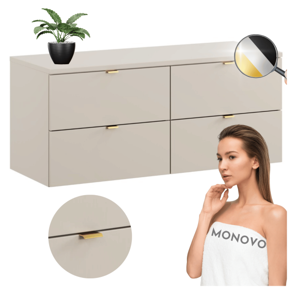 Szafka Wisząca z Blatem Łazienkowa Podwójna 120 cm Kaszmirowa Matowa Nowoczesna Retro DALIA CASHMERE COMAD