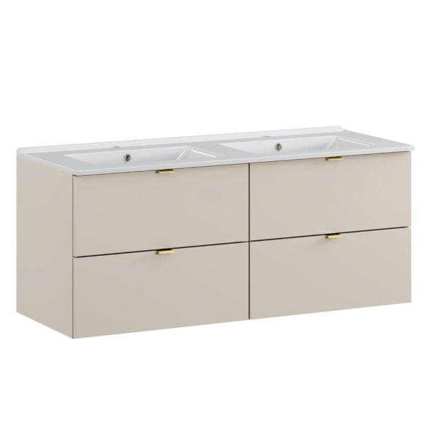 Szafka Wisząca z Umywalką LAVA Łazienkowa Kaszmirowa Matowa 120 cm Nowoczesna DALIA CASHMERE COMAD