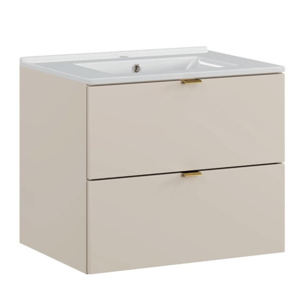 Szafka do Łazienki Wisząca 60 cm z Umywalką Błyszczącą LAVA Kaszmir Mat DALIA CASHMERE COMAD
