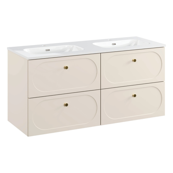 Szafka Łazienkowa z Umywalką FLY Beż Piaskowy 120 cm Wisząca Nowoczesna DONNA SAND COMAD
