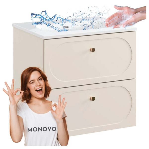 Szafka Wisząca 60 cm do Łazienki z Umywalką FLY Beżowa Piaskowa Nowoczesna Retro DONNA SAND COMAD