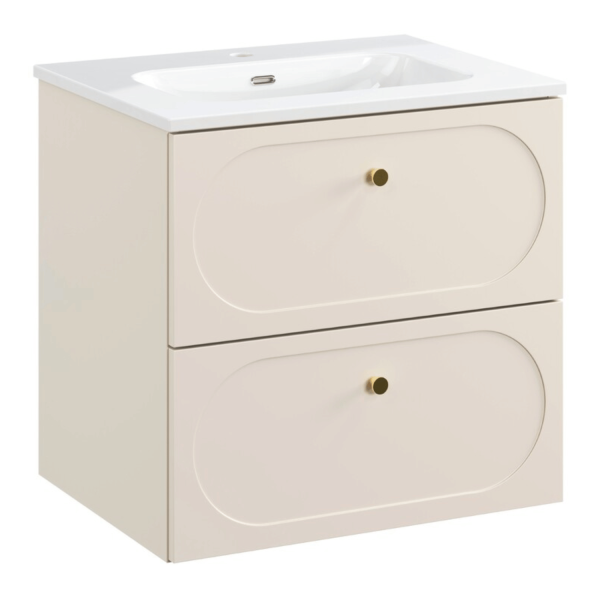 Szafka Wisząca 60 cm do Łazienki z Umywalką FLY Beżowa Piaskowa Nowoczesna Retro DONNA SAND COMAD