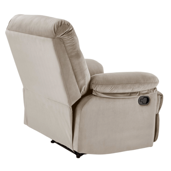 Nowoczesny Rozkładany Fotel do Salonu z Funkcją Relax Tapicerowany Welurowy Beżowy Velvet DRAGER Halmar