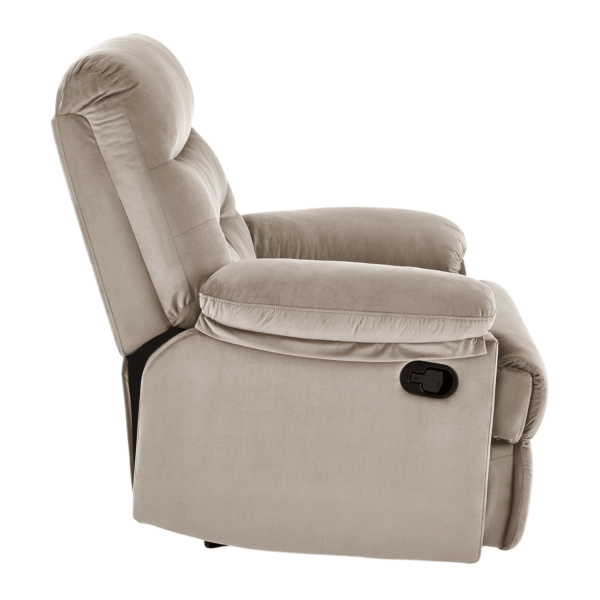 Nowoczesny Rozkładany Fotel do Salonu z Funkcją Relax Tapicerowany Welurowy Beżowy Velvet DRAGER Halmar