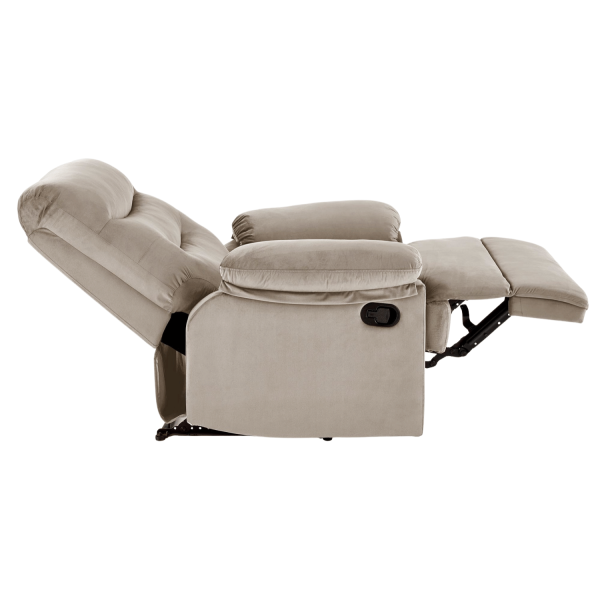 Nowoczesny Rozkładany Fotel do Salonu z Funkcją Relax Tapicerowany Welurowy Beżowy Velvet DRAGER Halmar