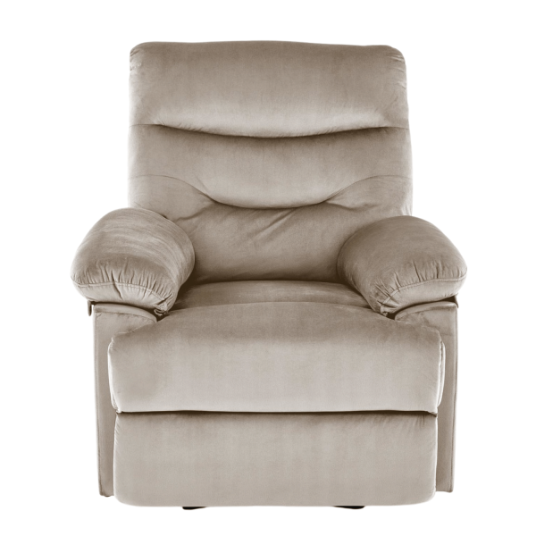 Nowoczesny Rozkładany Fotel do Salonu z Funkcją Relax Tapicerowany Welurowy Beżowy Velvet DRAGER Halmar
